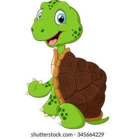 cute green waving turtle