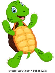 cute green waving turtle