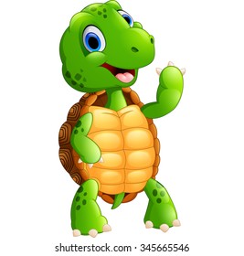 cute green waving turtle