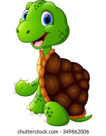 Cute Green Waving Turtle Stock Vector (Royalty Free) 349862006 ...