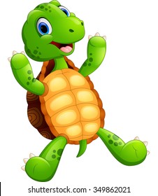 Cute Green Waving Turtle Stock Vector (Royalty Free) 346094480