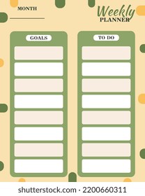 Plantilla de planificador semanal verde con lista de tareas pendientes