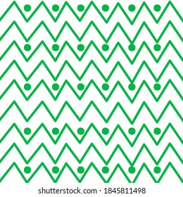 Cute green zigzag and dot elements pattern on white  background for Christmas fashion print, gift wrapping, wallpaper etc.