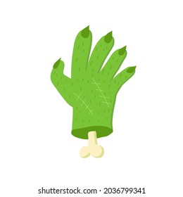 Cute green zombie hand symbol vector doodle. Cartoon happy halloween illustration