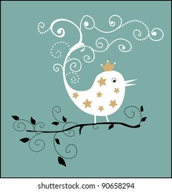 Cute greeting card with a bird