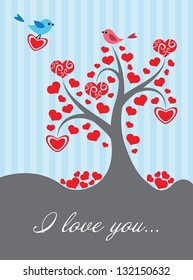 Cute greeting card with birds in love