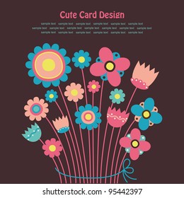 cute greeting card with cute bouqet. vector illustration
