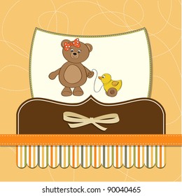 cute greeting card with boy teddy bear