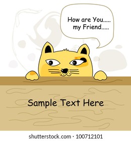 Cute Greeting Card With Cat