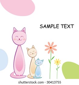 Cute Greeting Card With Cats