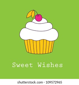 cute greeting card with cupcake. vector illustration