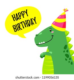 Cute greeting card with a dinosaur. Party invitation . Vector illustration