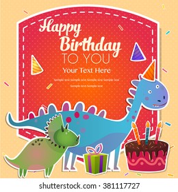 Cute greeting card with dinosaurs Stock