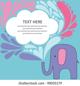 cute greeting card with elephant. vector illustration