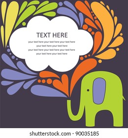 cute greeting card with elephant. vector illustration