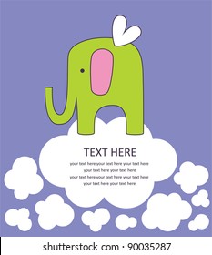 cute greeting card with elephant. vector illustration