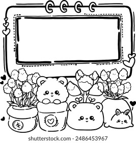 Nette Grußkarte mit Rahmen in Vektorgrafik, Kinder simple art