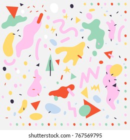 Cute greeting card with fun geometric shapes