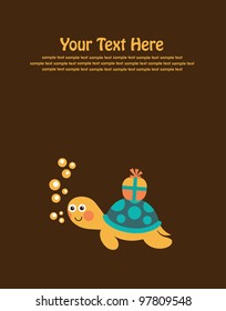 cute greeting card with fun turtle. vector illustration