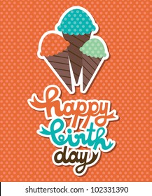 cute greeting card with ice cream. vector illustration