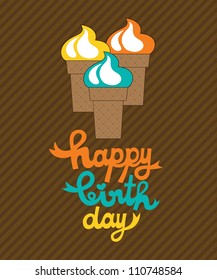 cute greeting card with ice cream. vector illustration