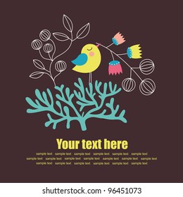 cute greeting card with nice bird. vector illustration