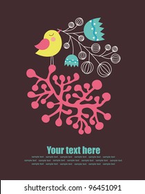 cute greeting card with nice bird. vector illustration