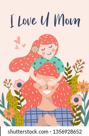 Cute greeting card / poster template for Mother's Day