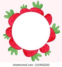 süße Grußkarte mit Erdbeeren mit leerem Rahmen für textliche Vektorgrafik