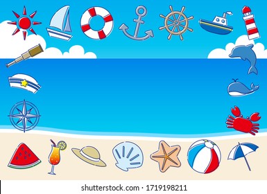 Cute greeting card with summer sea