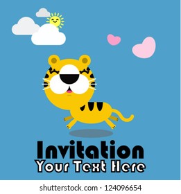 cute greeting card with tiger. vector illustration