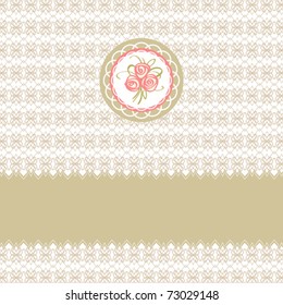 Cute greeting vector card with roses element design for easter or birthday