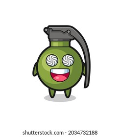 cute grenade character with hypnotized eyes , cute style design for t shirt, sticker, logo element