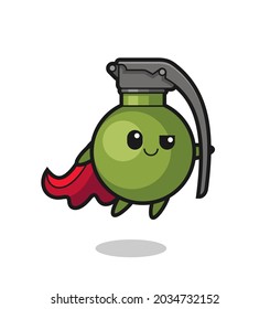 el personaje de superhéroe de granada adorable está volando , diseño de estilo lindo para camisetas, pegatinas, elemento logo