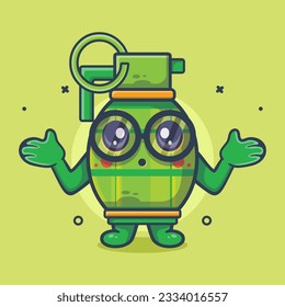 mascota de personaje de arma de granada adorable con gesto confuso dibujos animados aislados de diseño de estilo plano