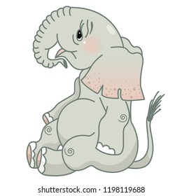 Cute grey baby elephant: vector isolated illustration