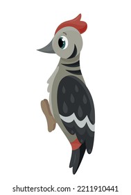 Cute grey bird. Animal with wings and feathers and bright coloring. Sticker for social networks and messengers. Graphic element for website, poster or banner. Cartoon flat vector illustration