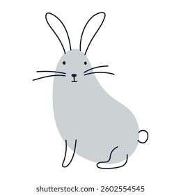 Cute grey bunny illustration. Great for various Easter and children's designs.
