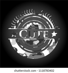 Cute grey camouflaged emblem