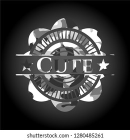 Cute grey camouflaged emblem