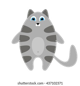 Cute grey cartoon cat