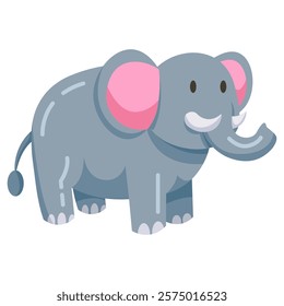 Cute Grey Cartoon Elephant Illustration