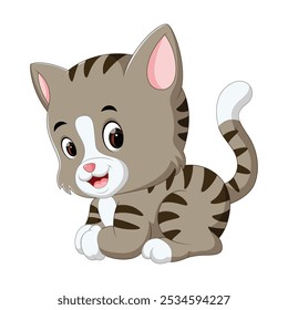 Cute grey cat cartoon illustration