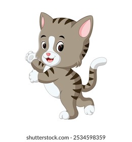 Cute grey cat cartoon illustration