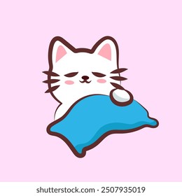 cute grey cat cartoon is sleep vector IIlustrations for elements, clipart, stikcer, logo