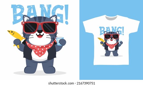 Cute Grey Cat Cartoon Tshirt And Apparel Designs