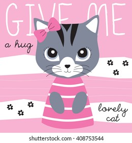 cute grey cat cartoon vector illustration