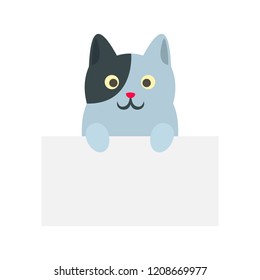 Cute grey cat icon. Flat illustration of cute grey cat vector icon for web design