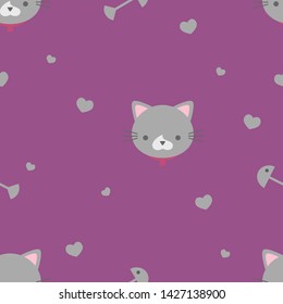 cute grey cat pattern seamless