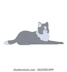 Cute grey cat with white spots lying and looking up